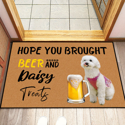 "Hope You Brought Beer And Dog/Cat Treats" Personalized Pet Photo Doormat Gift - The Pet Pillow