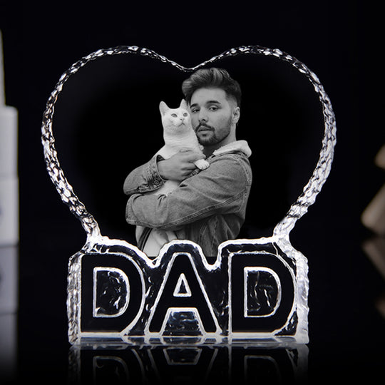 Heart Custom Engraved 3d Crystal Picture Frames Personalized Pet Photo Etched Gifts - The Pet Pillow