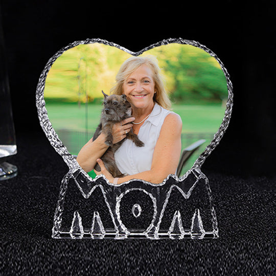 Heart Custom Engraved 3d Crystal Picture Frames Personalized Pet Photo Etched Gifts - The Pet Pillow