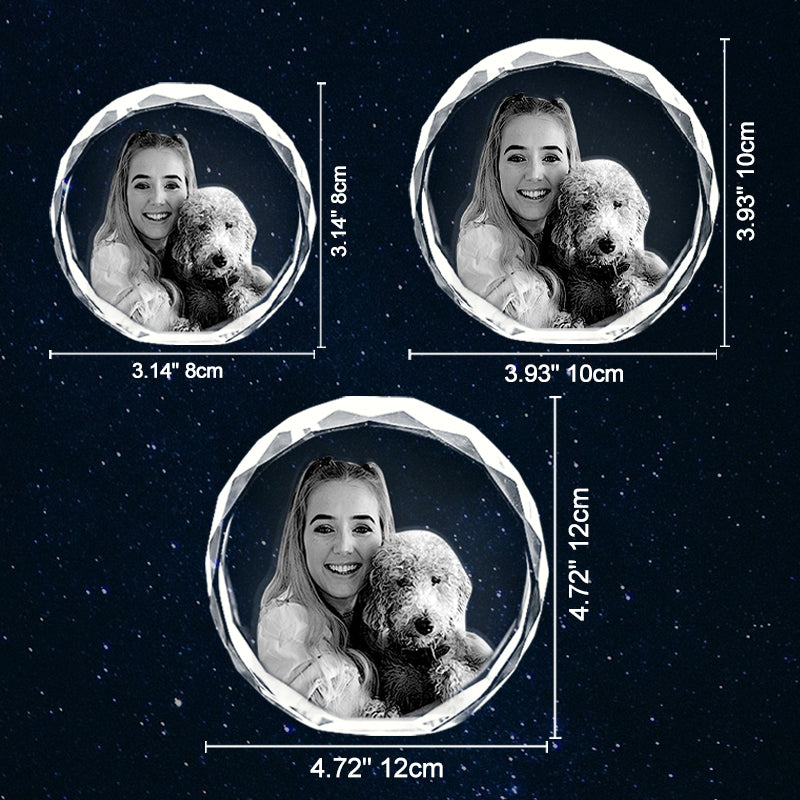 Custom Laser Engraved Crystal Photo Ball with Pet Portraits - The Pet Pillow