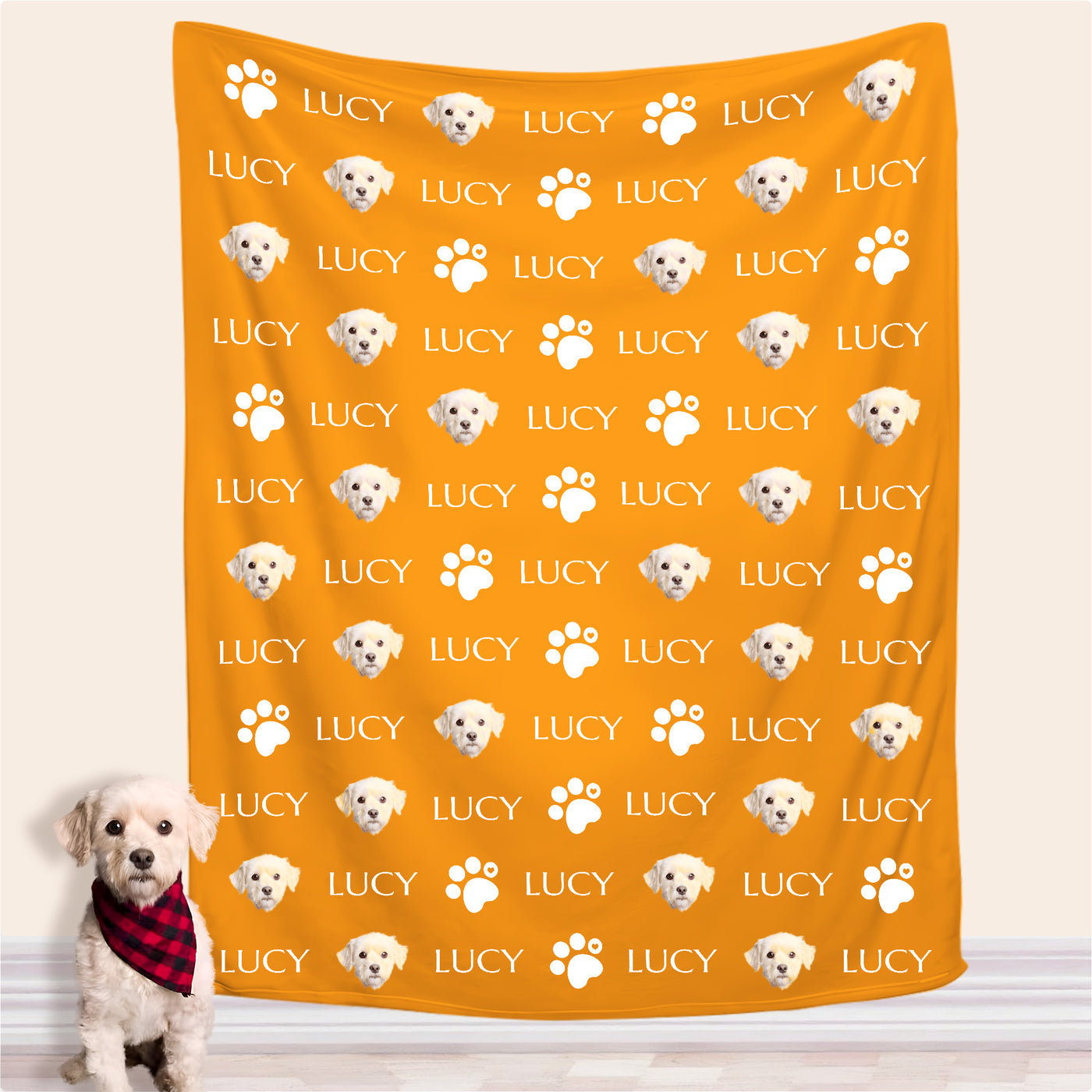 Paw Print Fleece Blanket Personalized Dog Blankets with Name - The Pet Pillow