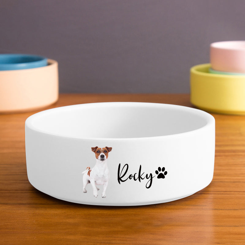 Personalized Ceramic Pet Bowls with Paw Print Custom Made Dog Bowl Made from Photo - The Pet Pillow