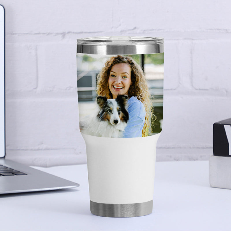 Custom Pet Photo Cup with Straw Personalized Coffee Tumbler for Travel - The Pet Pillow