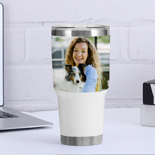 Custom Pet Photo Cup with Straw Personalized Coffee Tumbler for Travel - The Pet Pillow