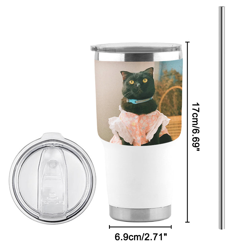 Custom Pet Photo Cup with Straw Personalized Coffee Tumbler for Travel - The Pet Pillow