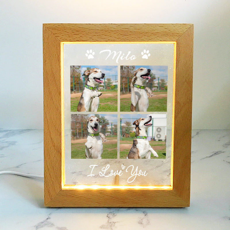 Customized Pet Night Light with Dog Portrait Personalized Collage Photo Frame Light - The Pet Pillow