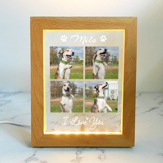 Customized Pet Night Light with Dog Portrait Personalized Collage Photo Frame Light - The Pet Pillow