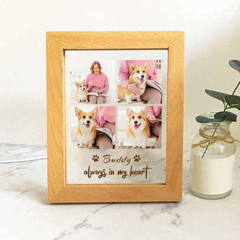 Customized Pet Night Light with Dog Portrait Personalized Collage Photo Frame Light - The Pet Pillow