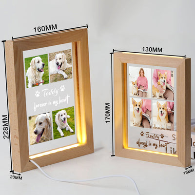 Customized Pet Night Light with Dog Portrait Personalized Collage Photo Frame Light - The Pet Pillow