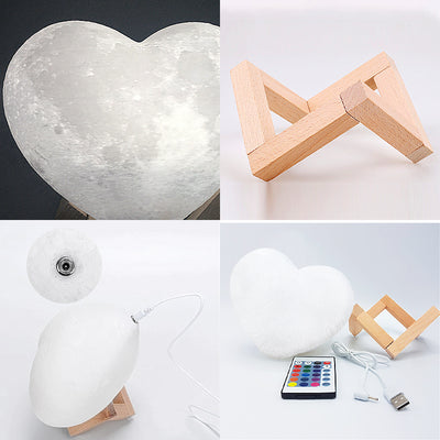 Personalized Heart Moon Lamp with Picture Customized Engraved Night Light Gift for Pet Lover - The Pet Pillow