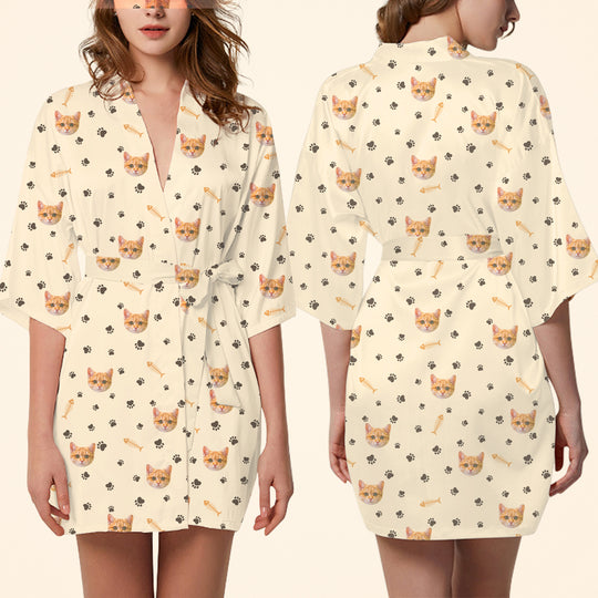 Personalized Pet Face Pajamas From Photos Custom Made Bath Robes with Pictures - The Pet Pillow