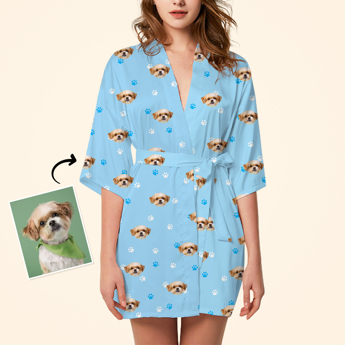 Personalized Pet Face Pajamas From Photos Custom Made Bath Robes with Pictures - The Pet Pillow