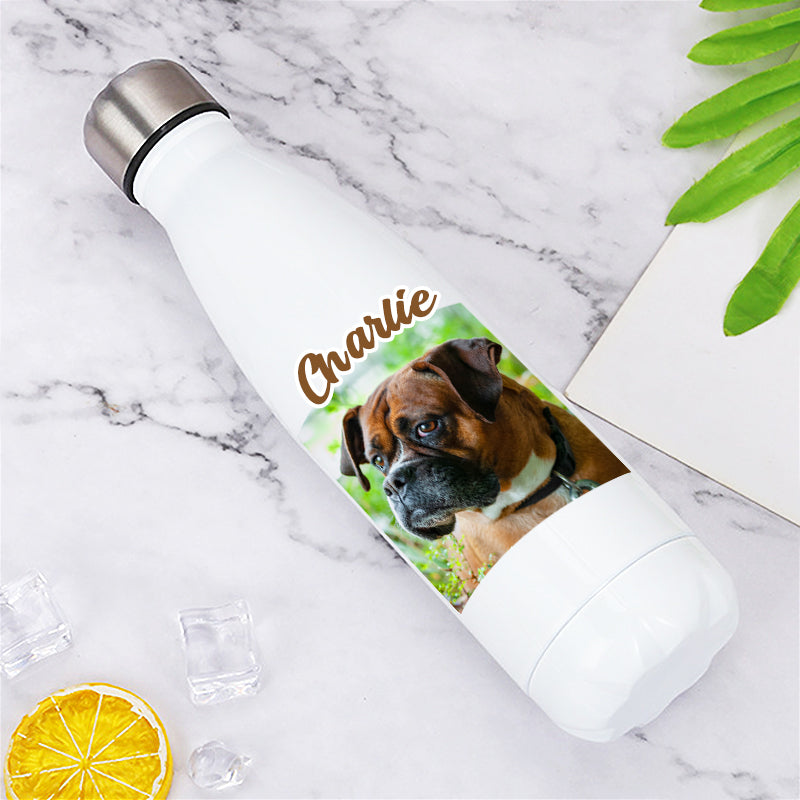 Personalized Sports Water Bottles Made From Pet Photos for Travel, Sports - The Pet Pillow