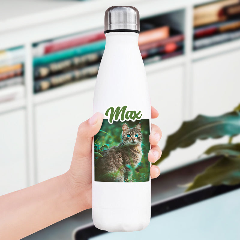 Personalized Sports Water Bottles Made From Pet Photos for Travel, Sports - The Pet Pillow