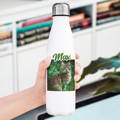 Personalized Sports Water Bottles Made From Pet Photos for Travel, Sports - The Pet Pillow
