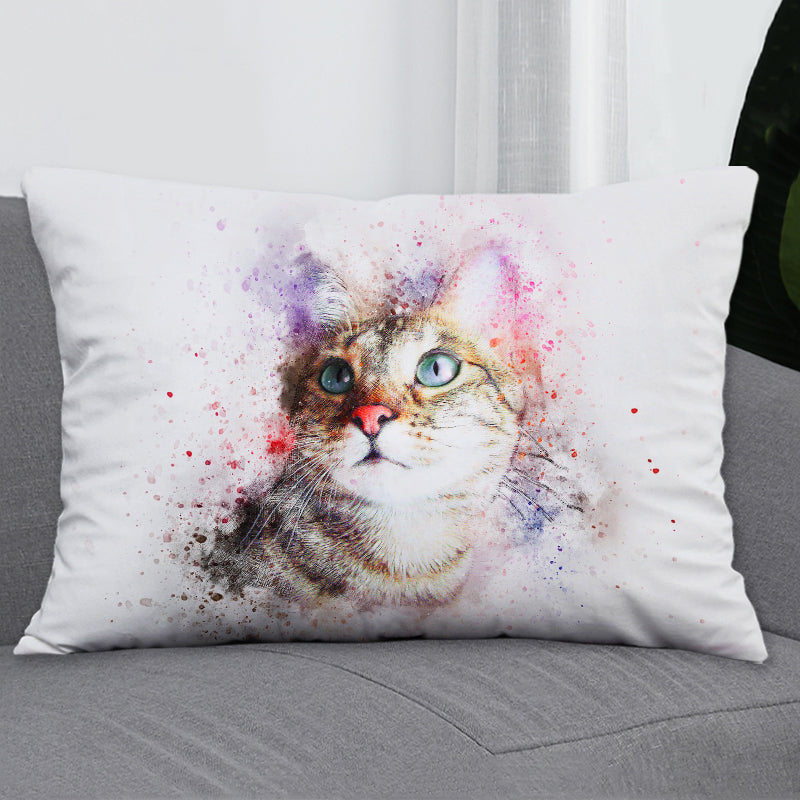 Pet Pillow from Photo Personalized Watercolor Decorative Pillows