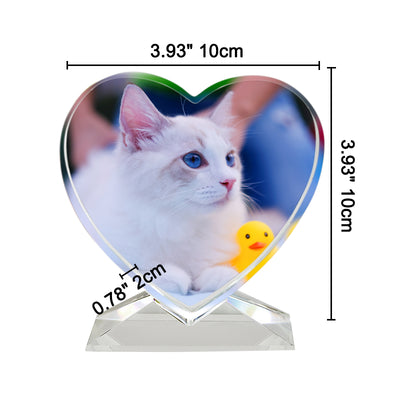 Custom Pet Crystal Picture Frame Personalized Etched Glass Photo Ornament - The Pet Pillow