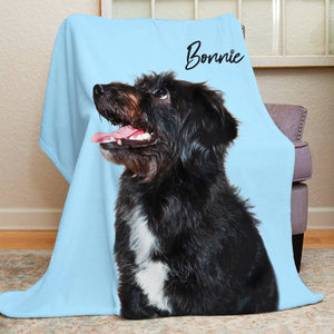 Custom Dog Portrait Blanket Personalized Pet Memorial Photo Blanket Gift for Pet Owner - The Pet Pillow