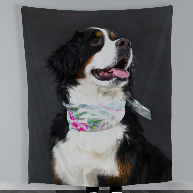 Custom Dog Portrait Blanket Personalized Pet Memorial Photo Blanket Gift for Pet Owner - The Pet Pillow
