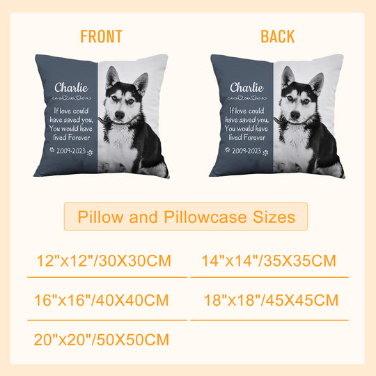 Pet Memorial Pillow with Dog Portrait Personalized Sympathy Gift for Loss of Pet - The Pet Pillow