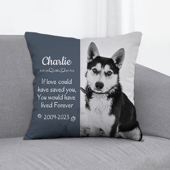Pet Memorial Pillow with Dog Portrait Personalized Sympathy Gift for Loss of Pet - The Pet Pillow