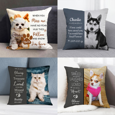 Pet Memorial Pillow with Dog Portrait Personalized Sympathy Gift for Loss of Pet - The Pet Pillow