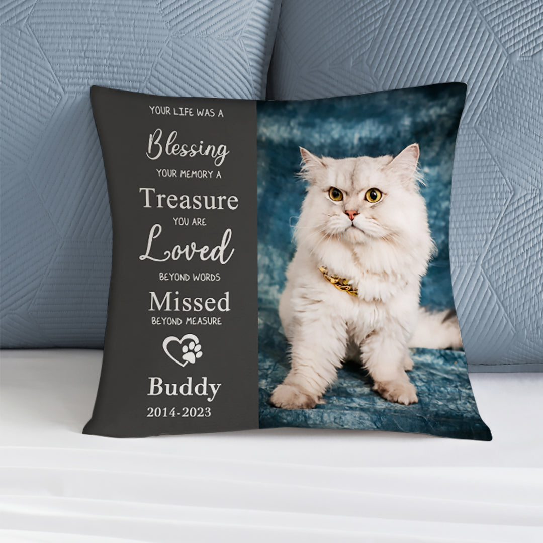 Pet Memorial Pillow with Dog Portrait Personalized Sympathy Gift for Loss of Pet - The Pet Pillow