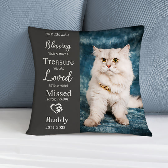 Pet Memorial Pillow with Dog Portrait Personalized Sympathy Gift for Loss of Pet - The Pet Pillow