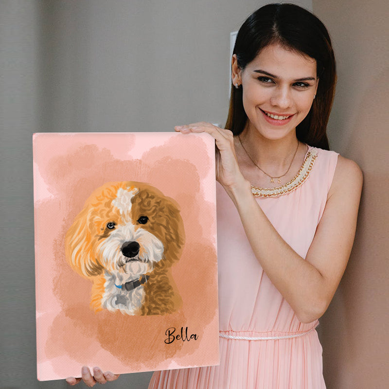 Custom Pet Photo Canvas Prints Personalized Dog Painting for Hand Painted Wall Art - The Pet Pillow