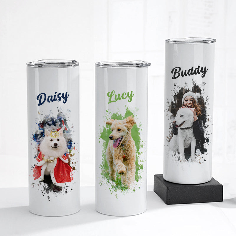 Custom Pet Photo Coffee Tumbler Personalized Stainless Steel Tumbler with Dog Pictures - The Pet Pillow