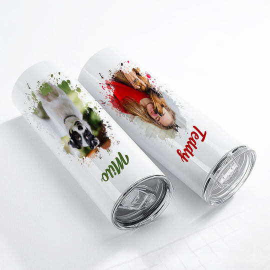 Custom Pet Photo Coffee Tumbler Personalized Stainless Steel Tumbler with Dog Pictures - The Pet Pillow