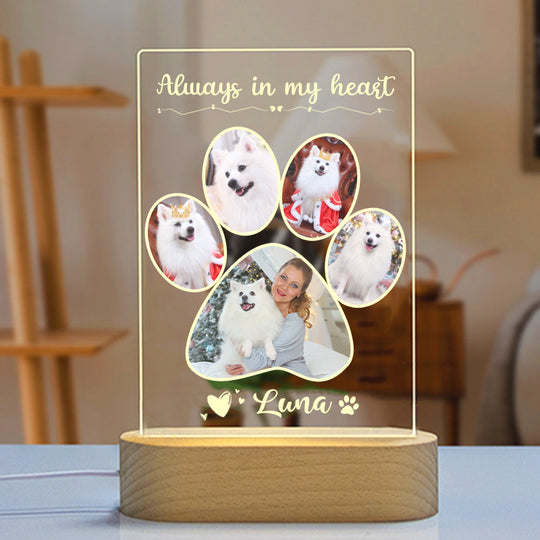 Pet Photo Night Light Personalized with Dog Portraits Customized 3D Picture Lamp - The Pet Pillow