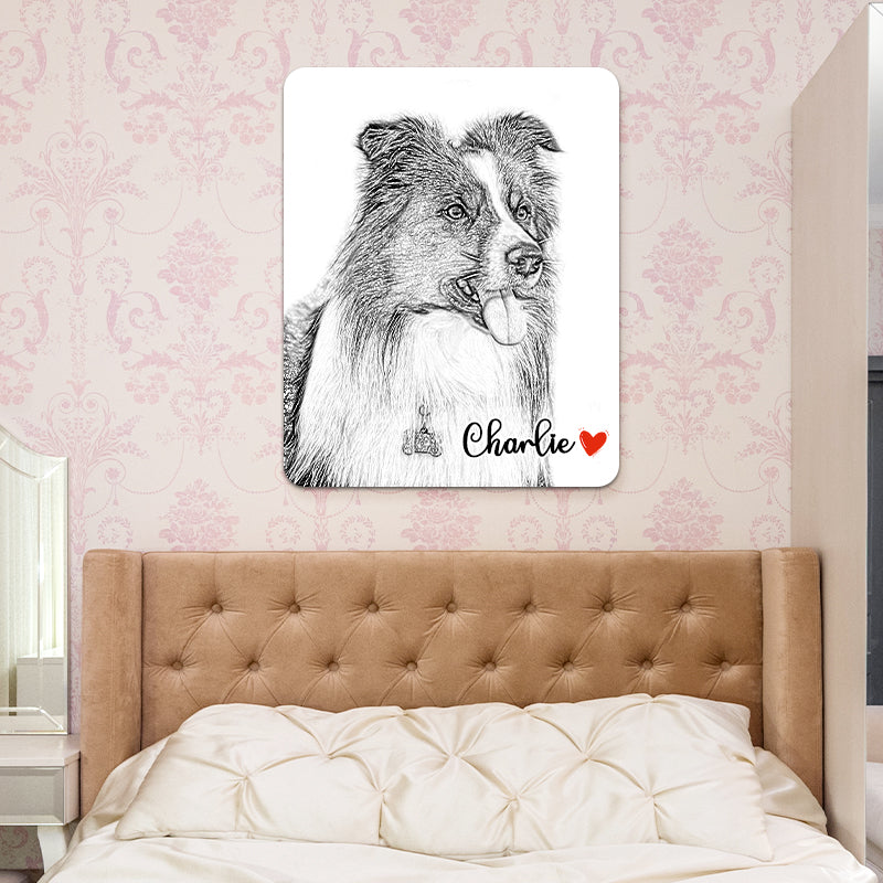 Custom Pet Portrait Sketch Canvas Painting Prints Wall Art for Living Room - The Pet Pillow