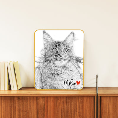 Custom Pet Portrait Sketch Canvas Painting Prints Wall Art for Living Room - The Pet Pillow