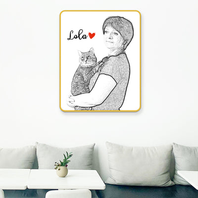 Custom Pet Portrait Sketch Canvas Painting Prints Wall Art for Living Room - The Pet Pillow