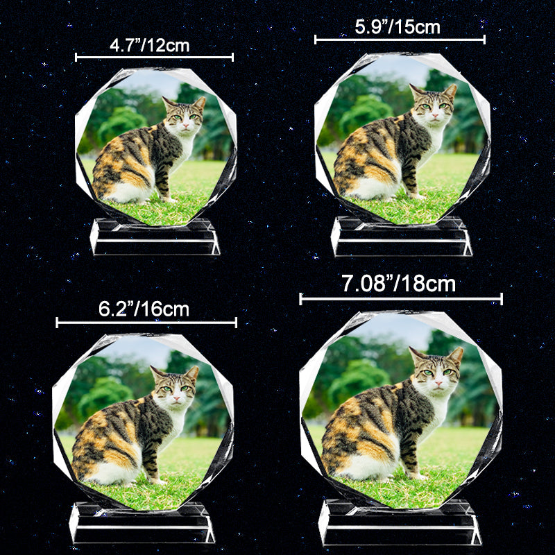 Round Crystal Etched Photo Ornaments Personalized Pet Engraved Glass Picture Frames - The Pet Pillow