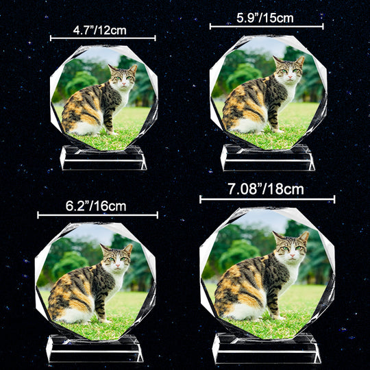 Round Crystal Etched Photo Ornaments Personalized Pet Engraved Glass Picture Frames - The Pet Pillow