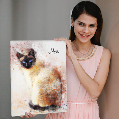 Personalized Watercolor Pet Portraits Canvas Prints Art with Dog Photo for Home Decor - The Pet Pillow