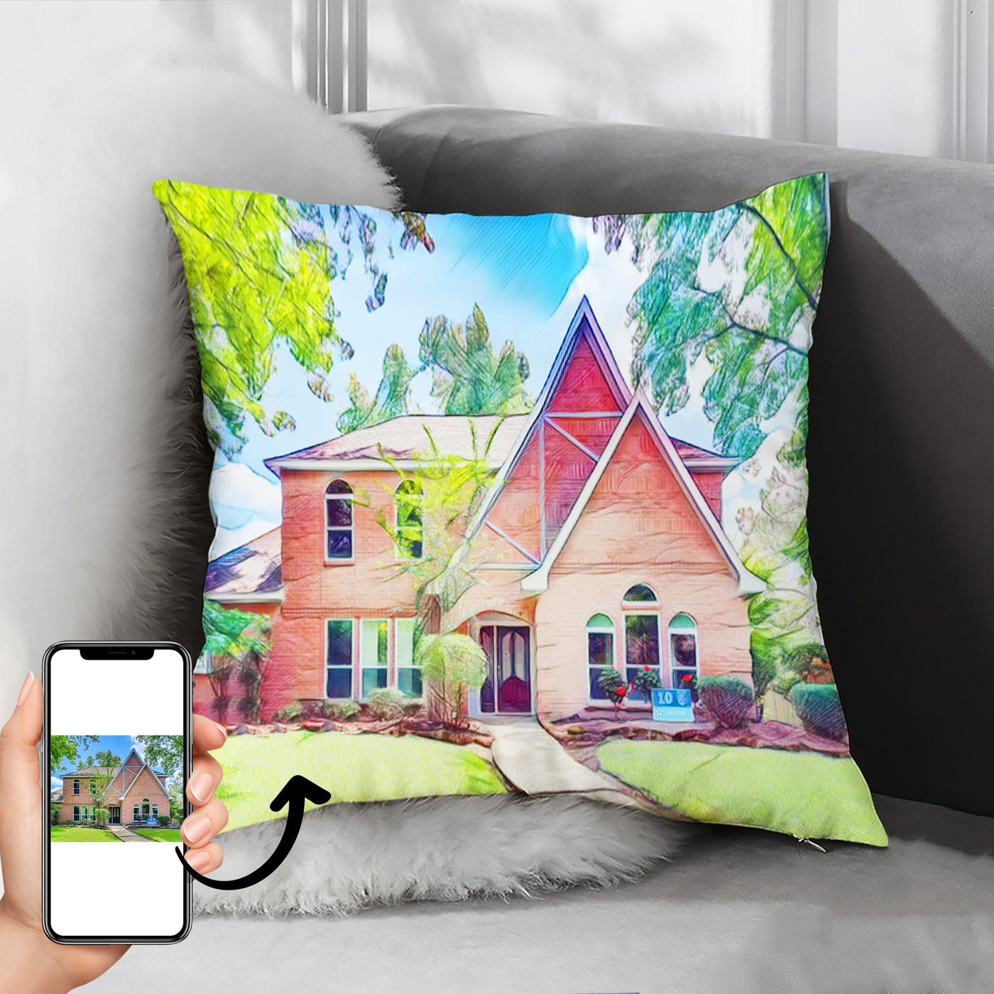 Custom Art Deco Throw Pillows Made from Yard Photo for Sofa,Couch,Cafe