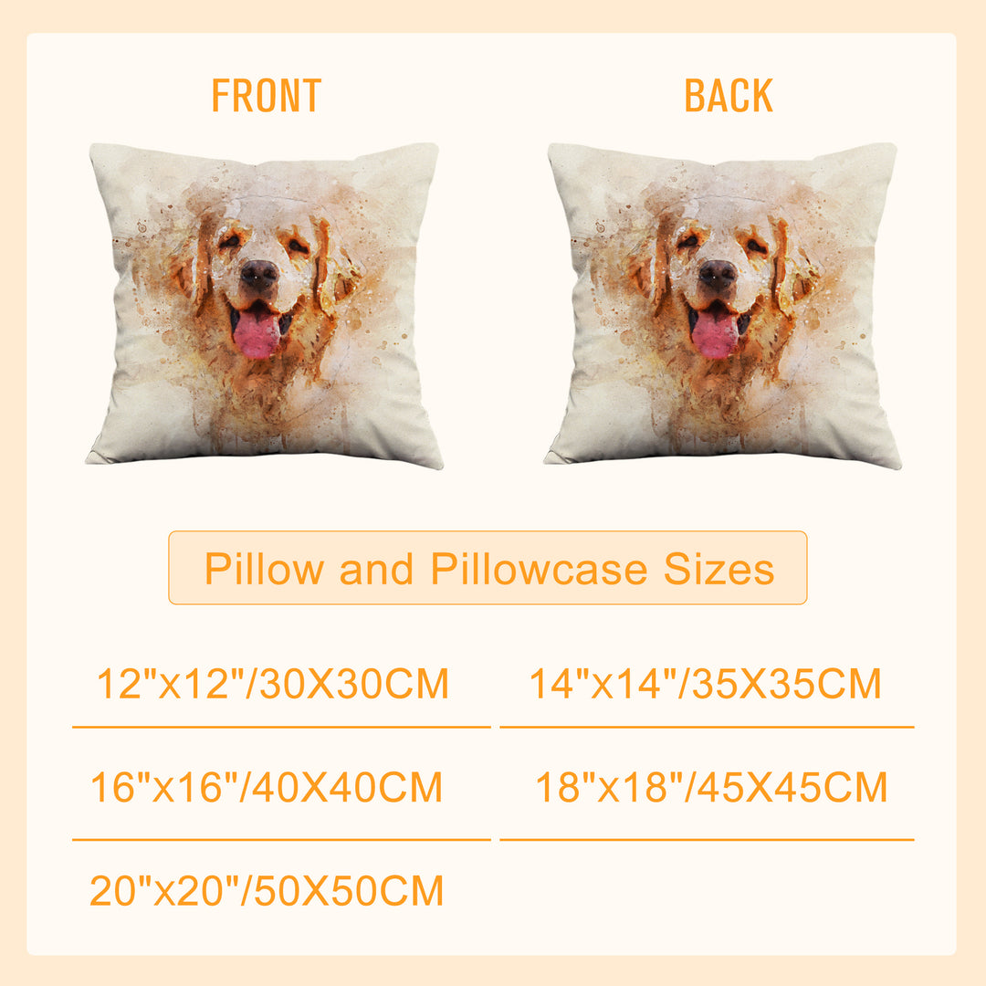 Custom Colorful Pet Portrait Square Pillow, Hand Drawing Dog Memorial Gift for Pet Owners - The Pet Pillow