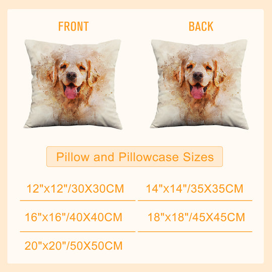 Custom Colorful Pet Portrait Square Pillow, Hand Drawing Dog Memorial Gift for Pet Owners - The Pet Pillow