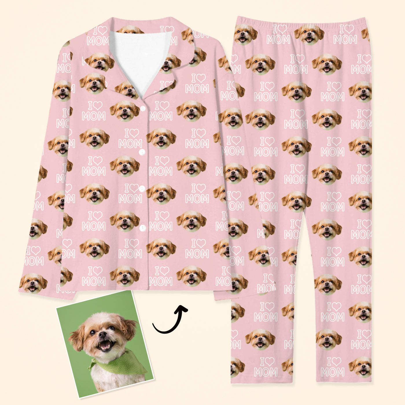 Custom Pet Face Pajamas with Your Dog'S Picture on Them for Mother'S Day - The Pet Pillow