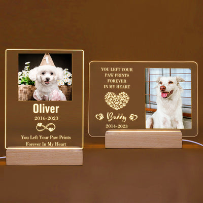 Custom Photo Night Light with Pet Portrait Personalized Pet Sympathy Gift for Loss of Pet - The Pet Pillow