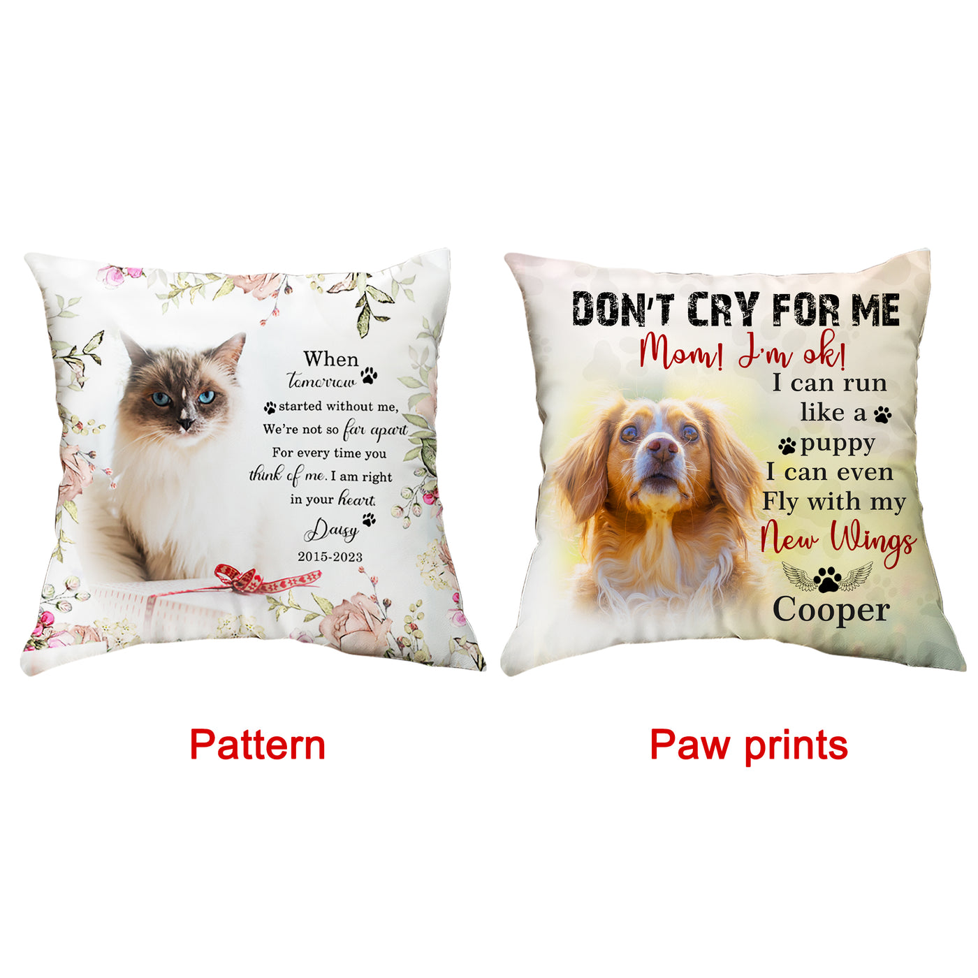 Custom Pet Photo Pillow with Pictures Personalized Dog Portrait Pillows for Memory Gift - The Pet Pillow