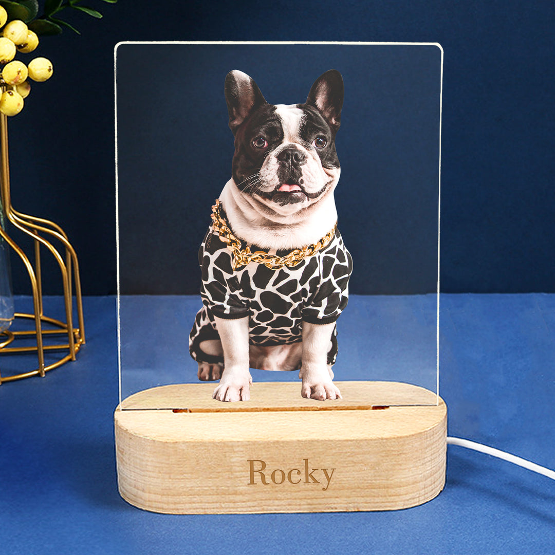Custom Dog Night Light Acrylic Table Lamp Personalized Pet Memorial Gift for Holiday - The Pet Pillow