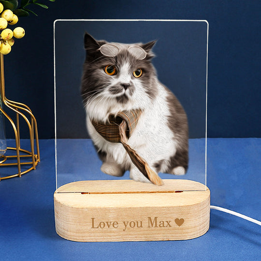 Custom Dog Night Light Acrylic Table Lamp Personalized Pet Memorial Gift for Holiday - The Pet Pillow