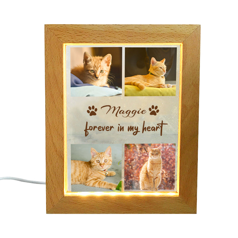 Customized Pet Night Light with Dog Portrait Personalized Collage Photo Frame Light - The Pet Pillow