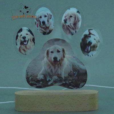 Custom Pet Led Night Light with Photo Personalized Dog Paw Print Gift for Pet Lover