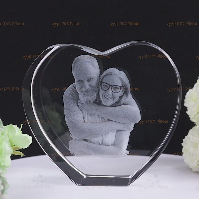 Personalized Heart 3d Glass Pet Photo Printing Custom Crystal Laser Memorial Gift