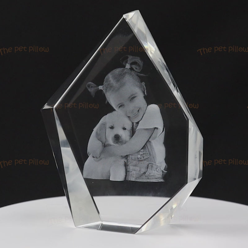 Custom Pet 3d Photos Crystal Prestige Dog Laser Etched Picture In Glass
